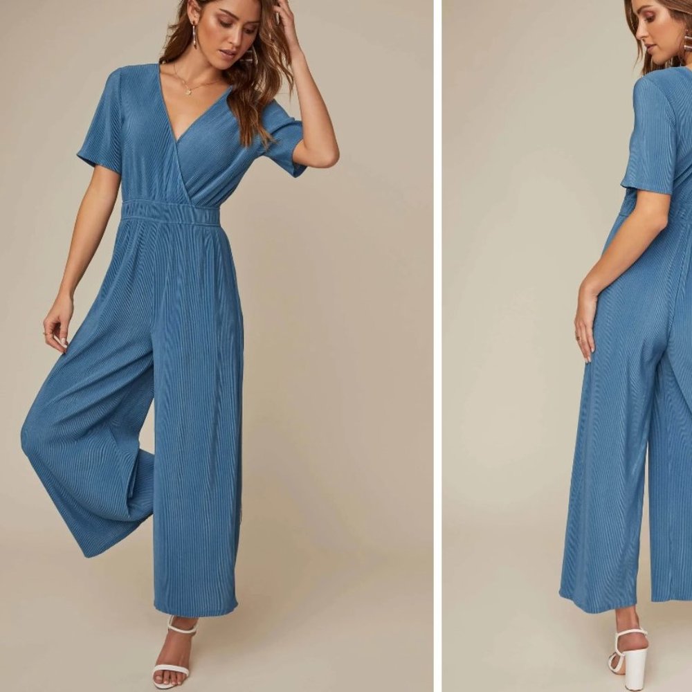 ASTR The Label Wrap Front Wide Leg Jumpsuit